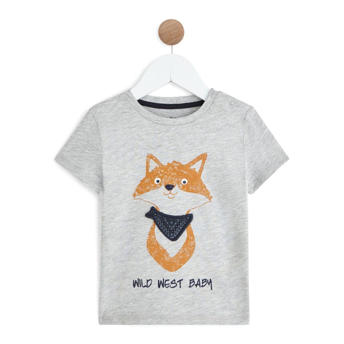 IN EXTENSO T-shirt manches courtes à patchs amovibles renard bébé garçon