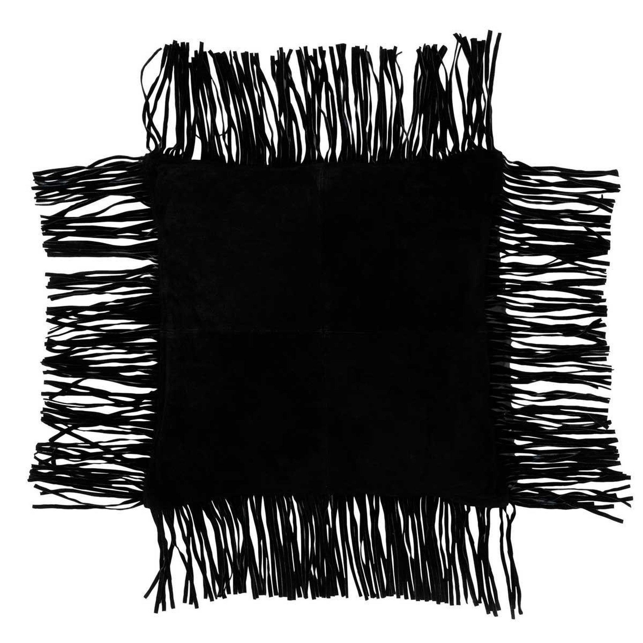 J-LINE Coussin déco à franges  coleman  45x45cm noir