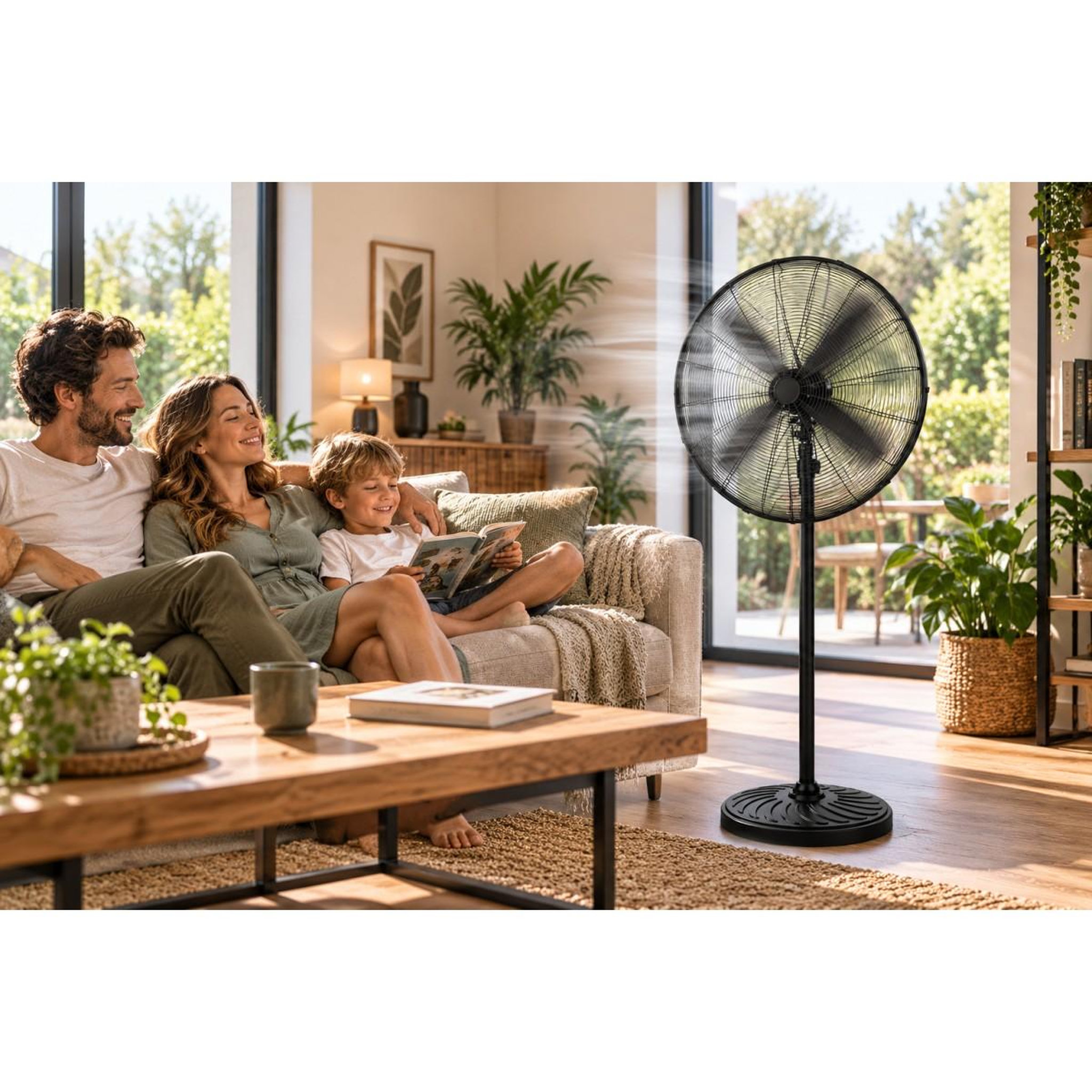 Voir la diapositive 6 : INTEC Ventilateur sur pied 130w industriel ø66cm h160cm max 3 vitesses 3 pales métal - oscillant - brasseur d'air garages entrepôt