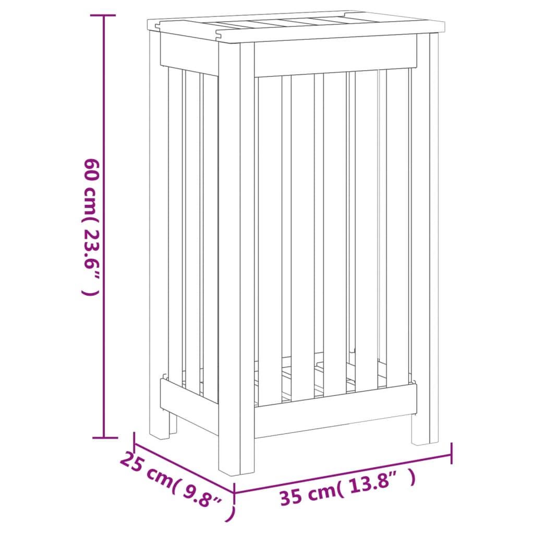Voir la diapositive 6 : VIDAXL Bac a linge 35x25x60 cm bois de teck massif