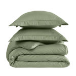 Sensei Maison Parure housse de couette rayée satin + 2 taies 65x65 cm VERSALUXE. Coloris disponibles : Beige, Blanc, Orange, Gris