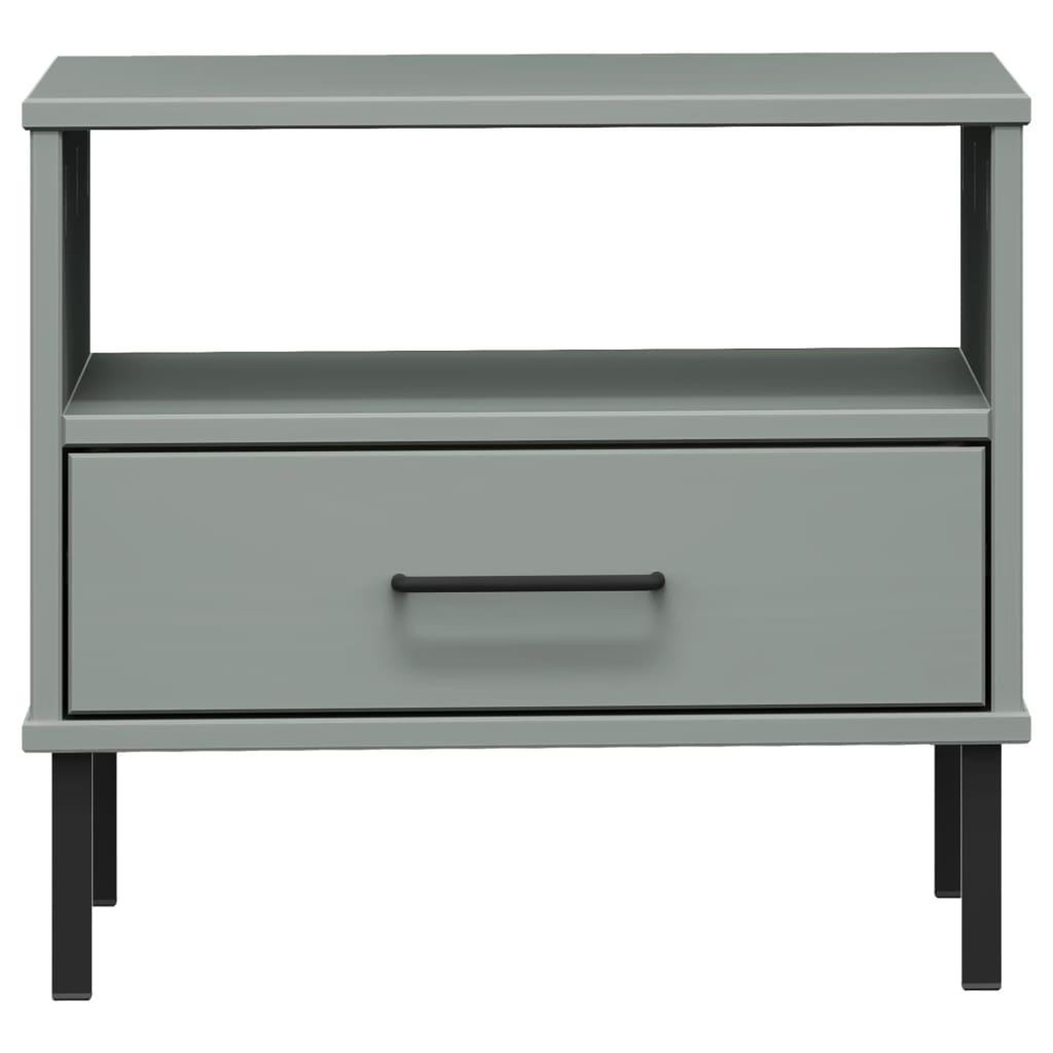 Voir la diapositive 4 : VIDAXL Table de chevet avec pieds en metal Gris Bois pin massif OSLO
