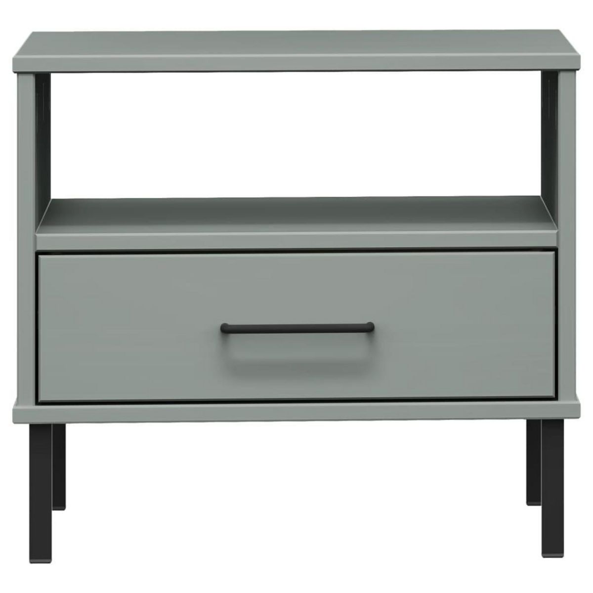 VIDAXL Table de chevet avec pieds en metal Gris Bois pin massif OSLO