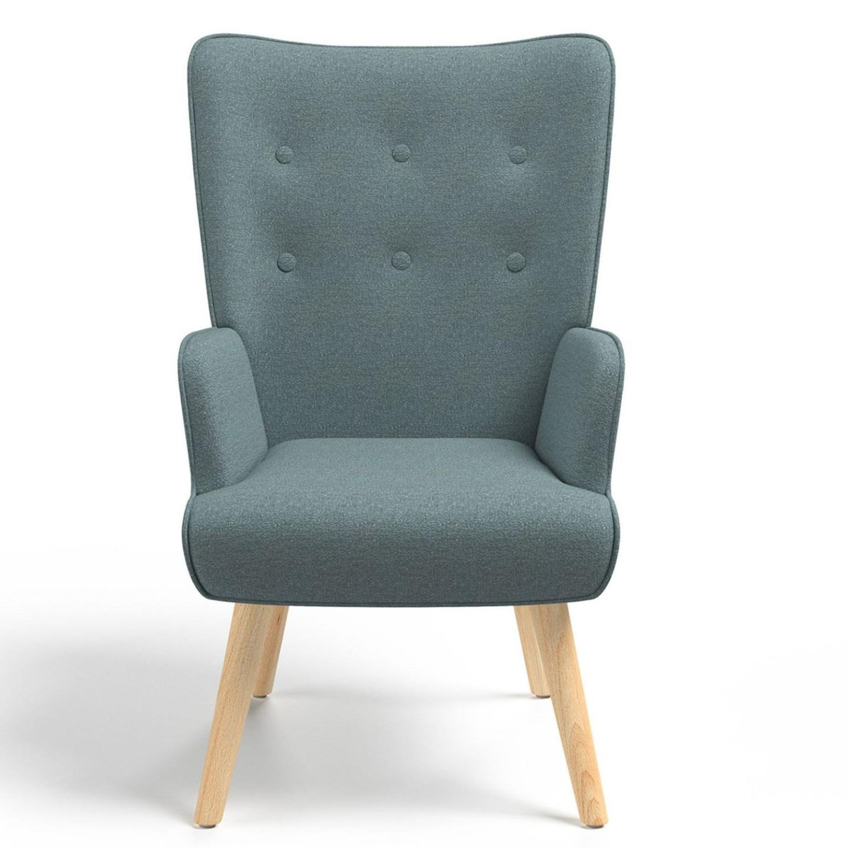 ID MARKET Fauteuil scandinave IVAR en tissu vert eucalyptus