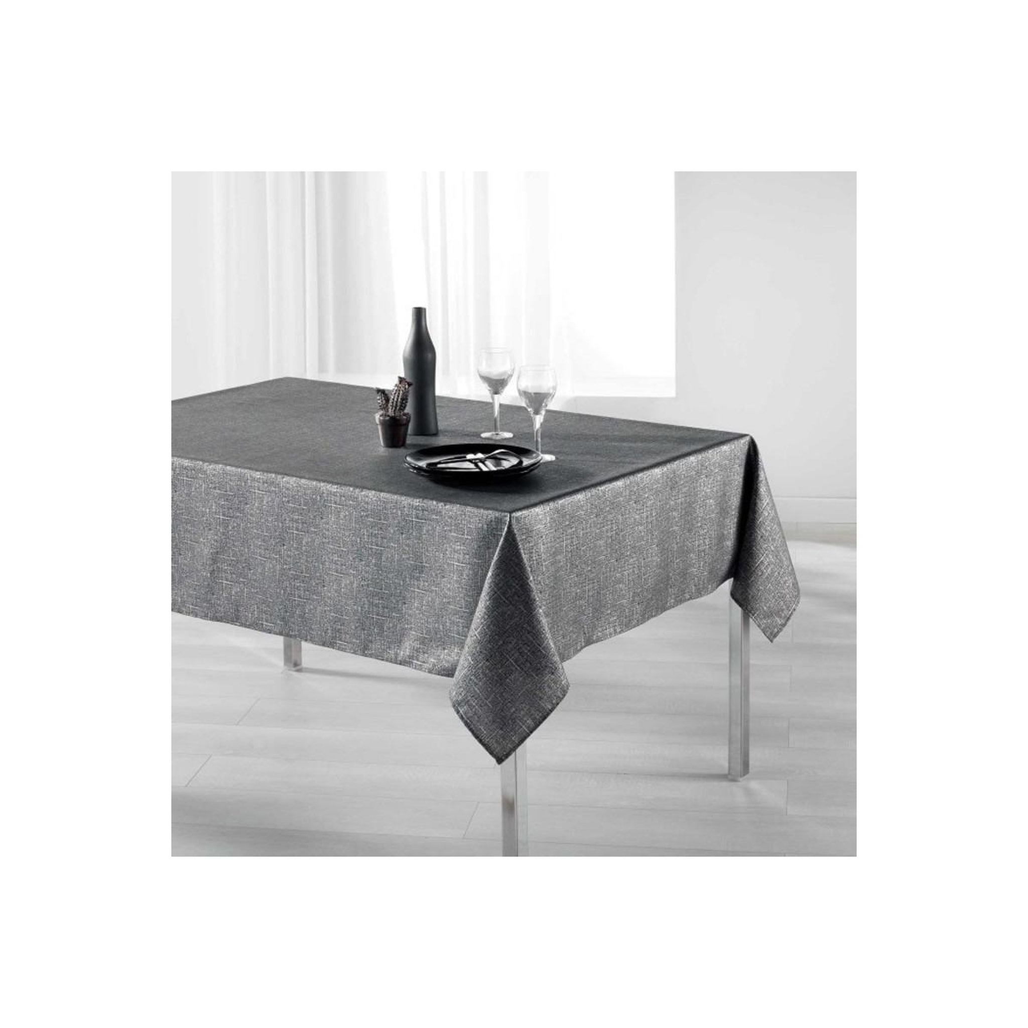 Douceur d'Intérieur Nappe rectangulaire imprimée  palacio  150x240cm anthracite