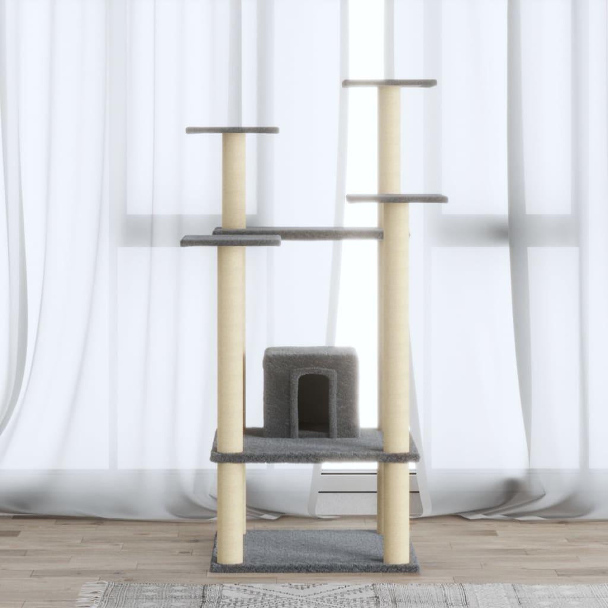 VIDAXL Arbre a chat avec griffoirs en sisal Gris clair 110 cm