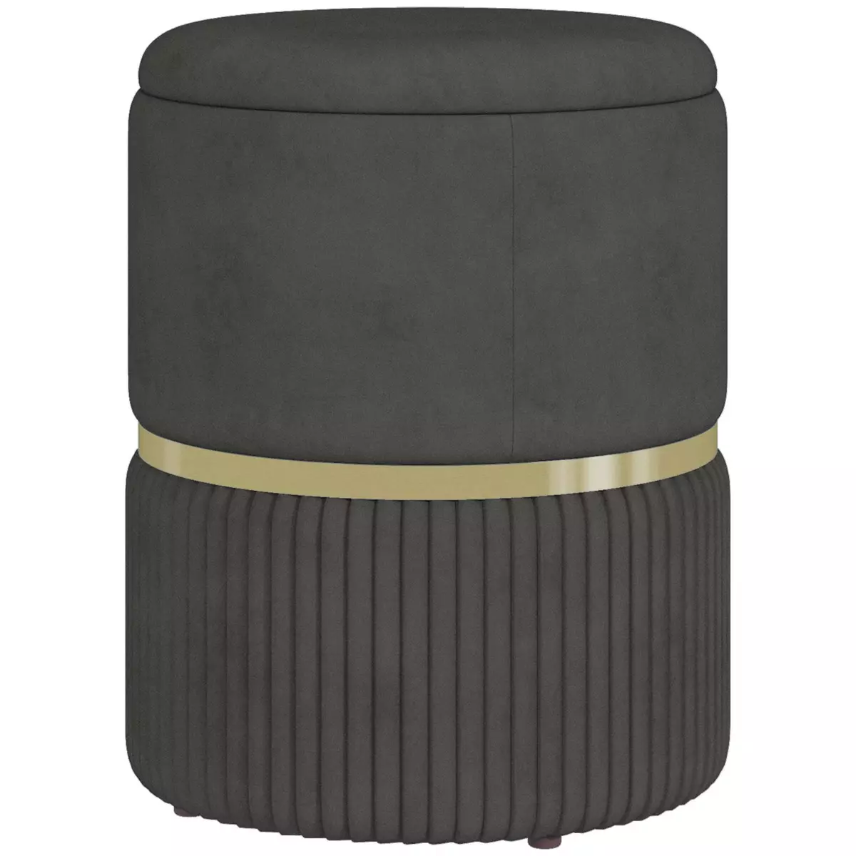 HOMCOM Pouf repose-pied tabouret design avec coffre de rangement velours côtelé acier brossé doré