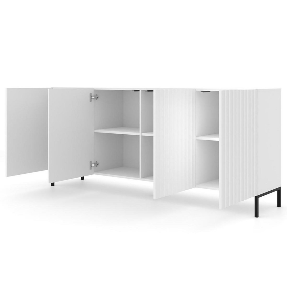 BEST MOBILIER Lara - buffet bas - pieds noirs - 200 cm