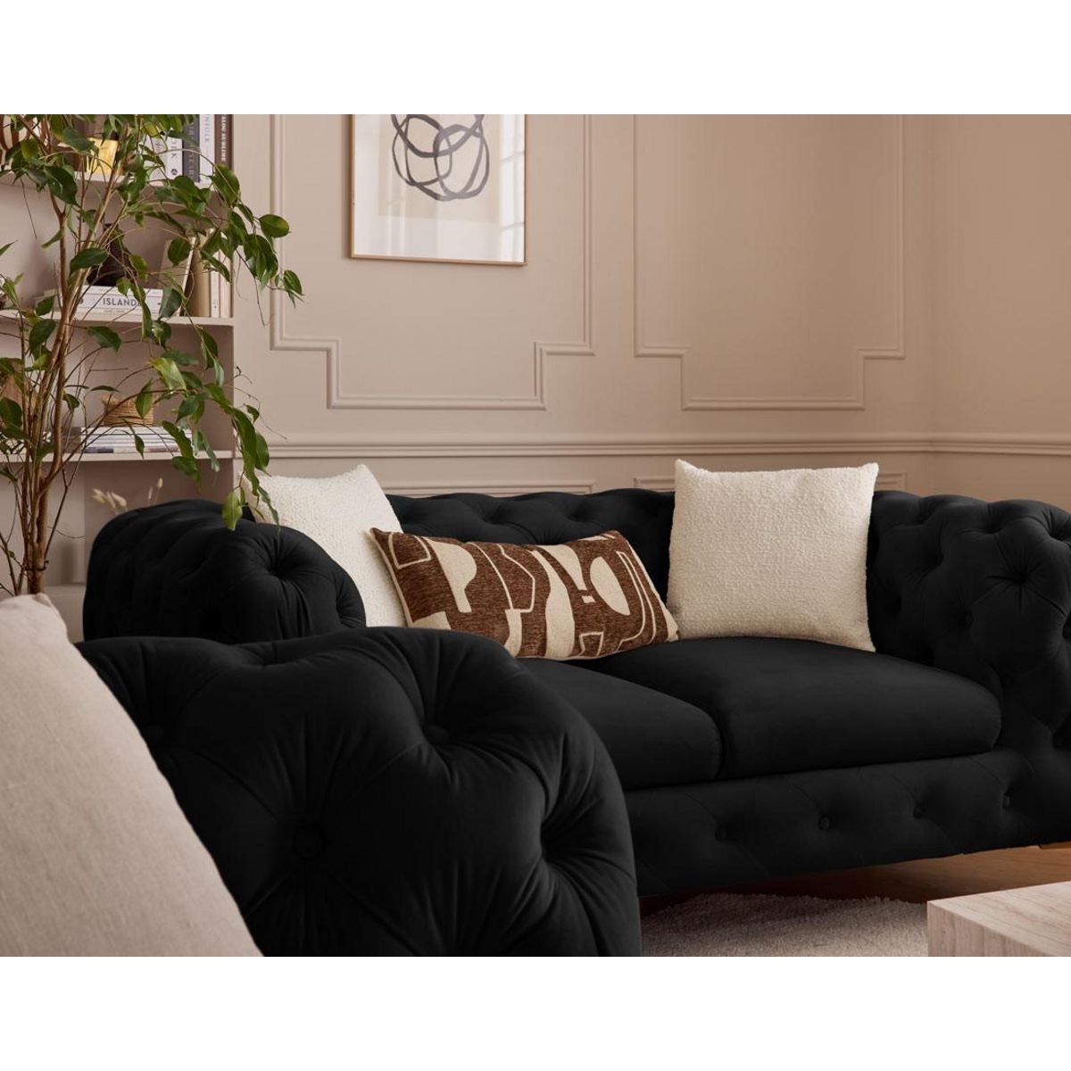 LISA DESIGN Camden - canapé 2 places chesterfield en velours - pieds en métal doré