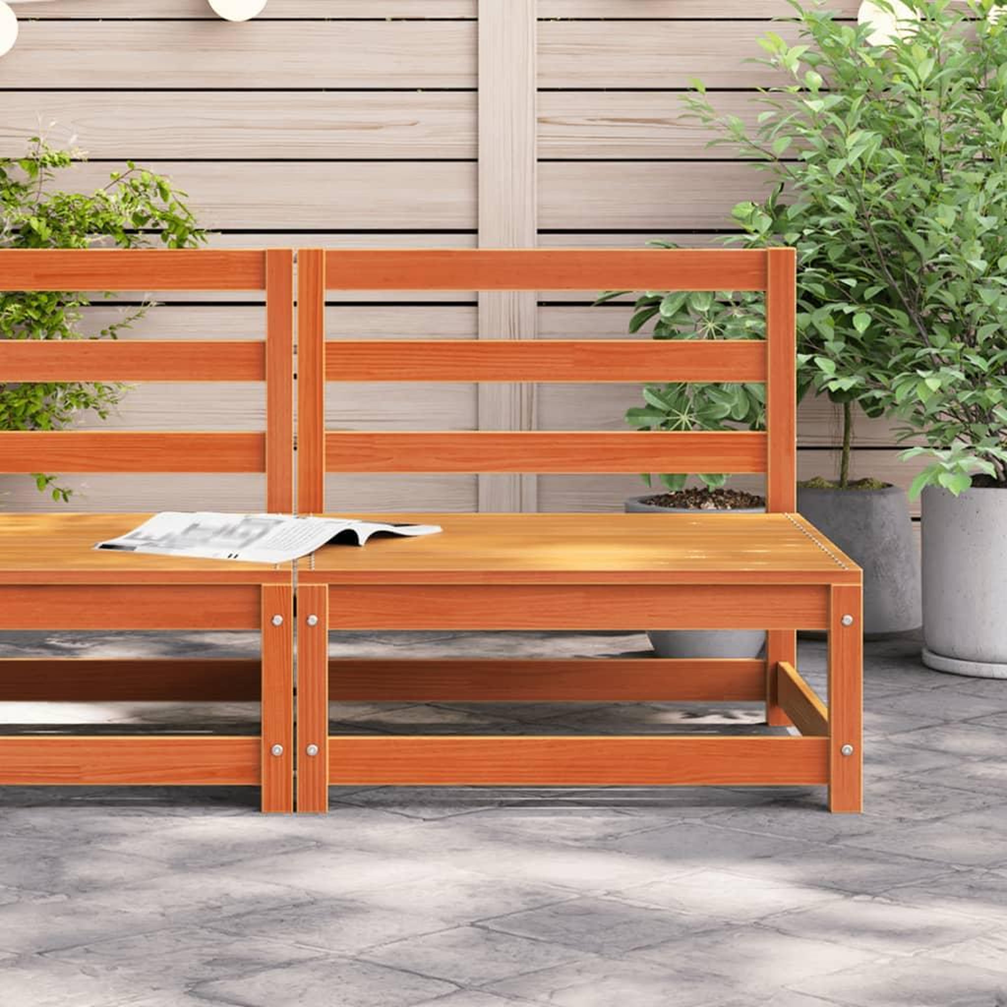 Voir la diapositive 3 : VIDAXL Canape de jardin sans accoudoirs cire marron bois de pin massif