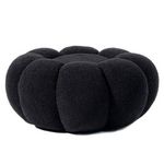 Paris Prix Pouf Design Fleur  Bouclette  61cm Noir