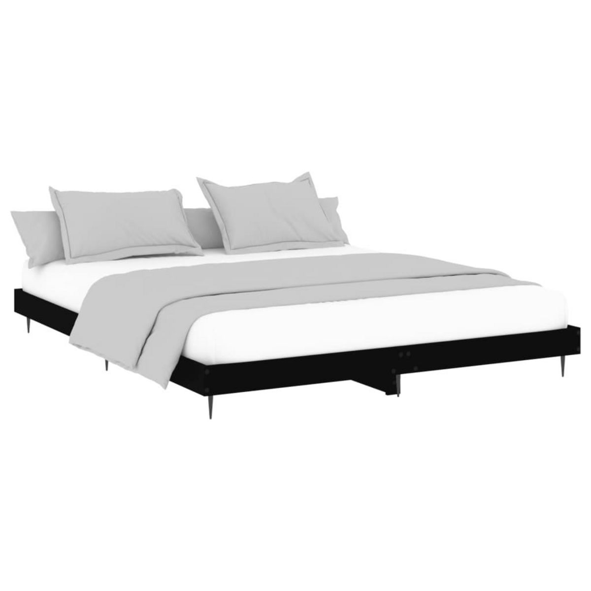 VIDAXL Cadre de lit sans matelas noir 140x200 cm bois d'ingenierie