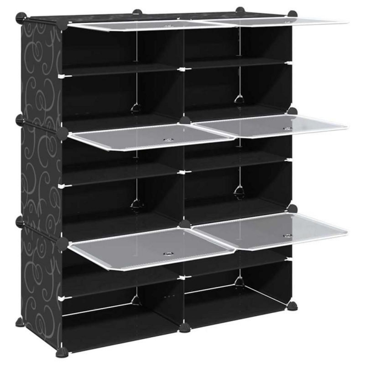 VIDAXL Cubes de rangement 6 pcs avec portes noir PP