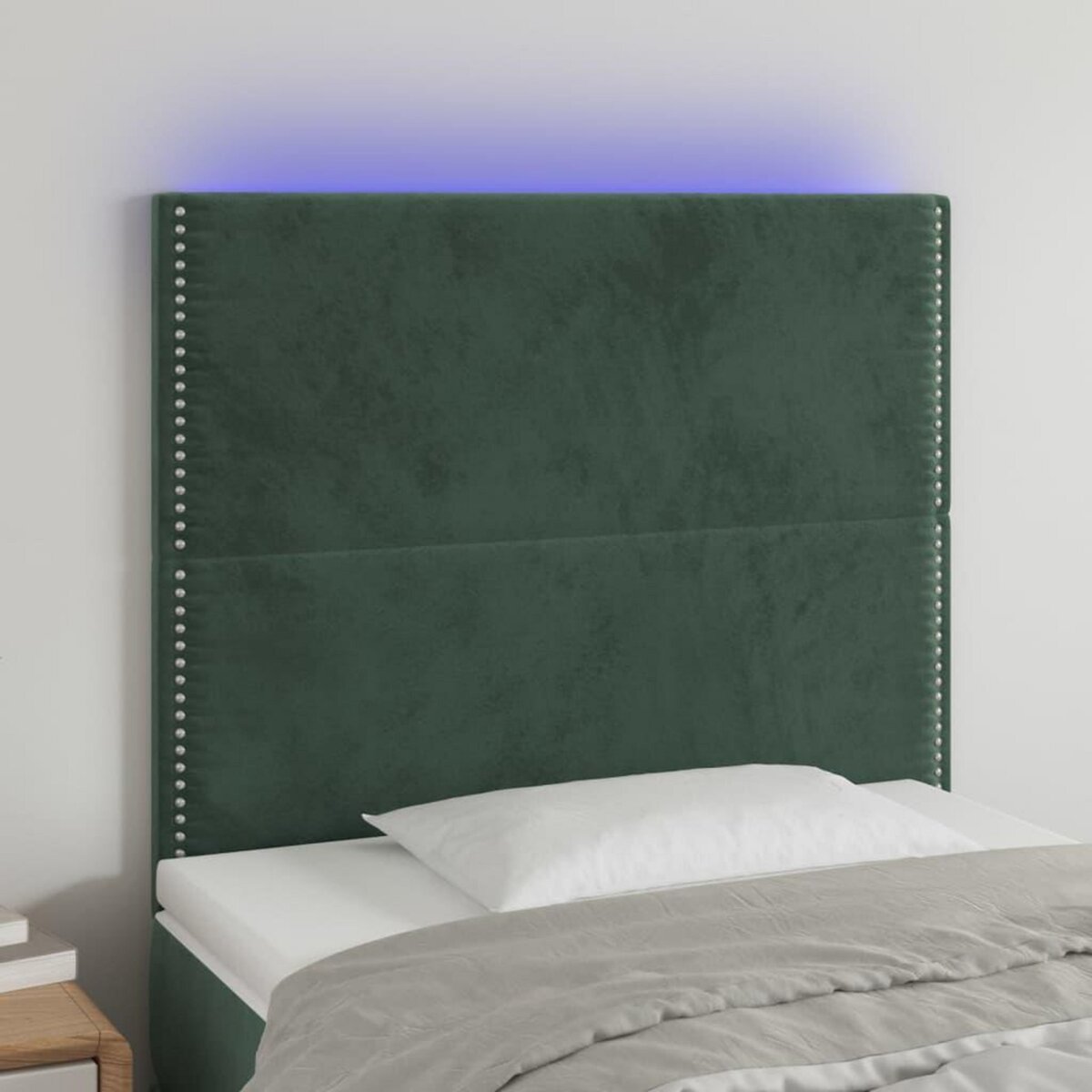 VIDAXL Tete de lit a LED Vert fonce 100x5x118/128 cm Velours