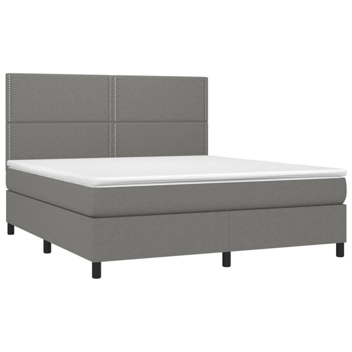 VIDAXL Sommier a lattes de lit et matelas et LED Gris fonce 180x200 cm