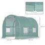 Voir la diapositive 3 : OUTSUNNY Serre de jardin tunnel 5 m² 2,45L x 2l x 1,98H m acier renforcé Ø 1,8 cm + PE haute densité 140 g/m² fenêtres porte déroulante vert