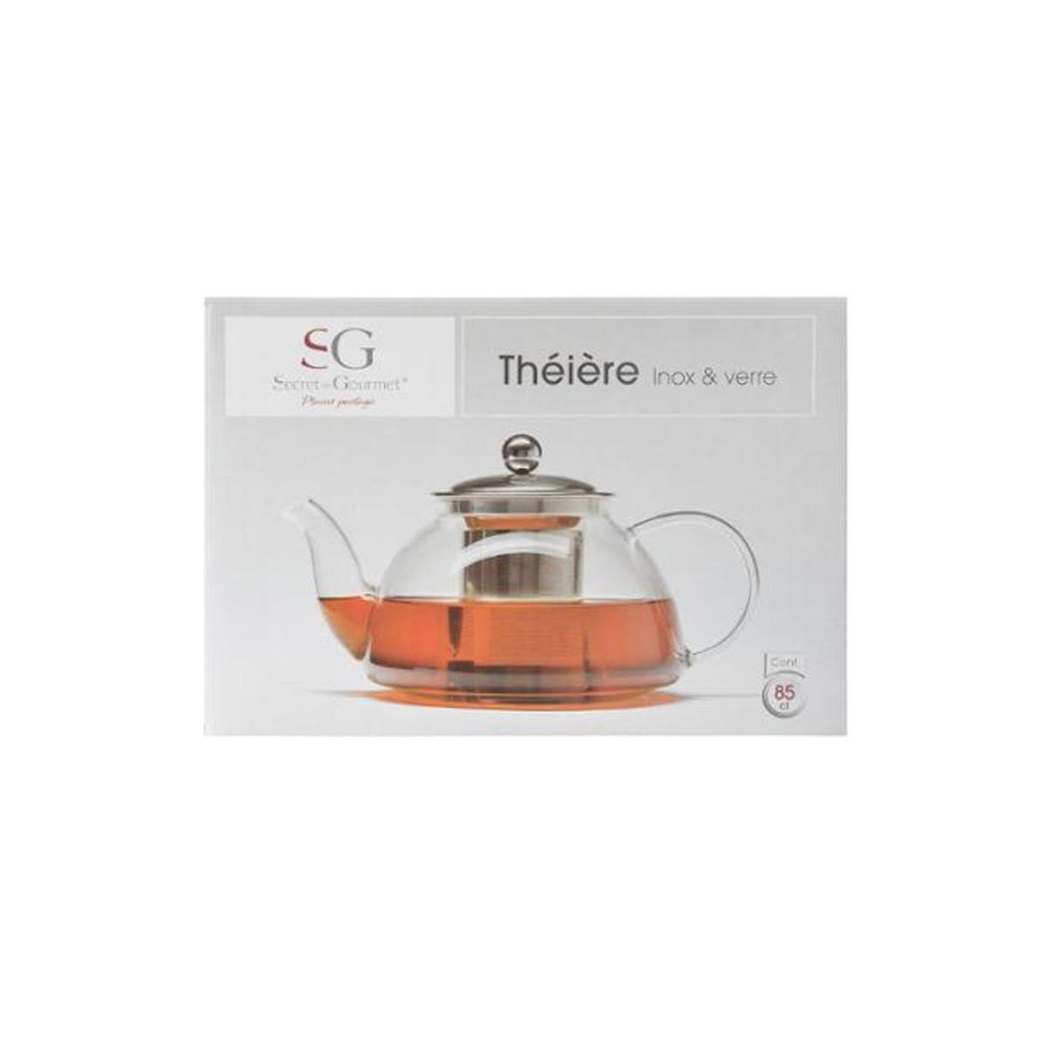 Voir la diapositive 3 : SECRET DE GOURMET Théière en Verre  Bec  21cm Argent