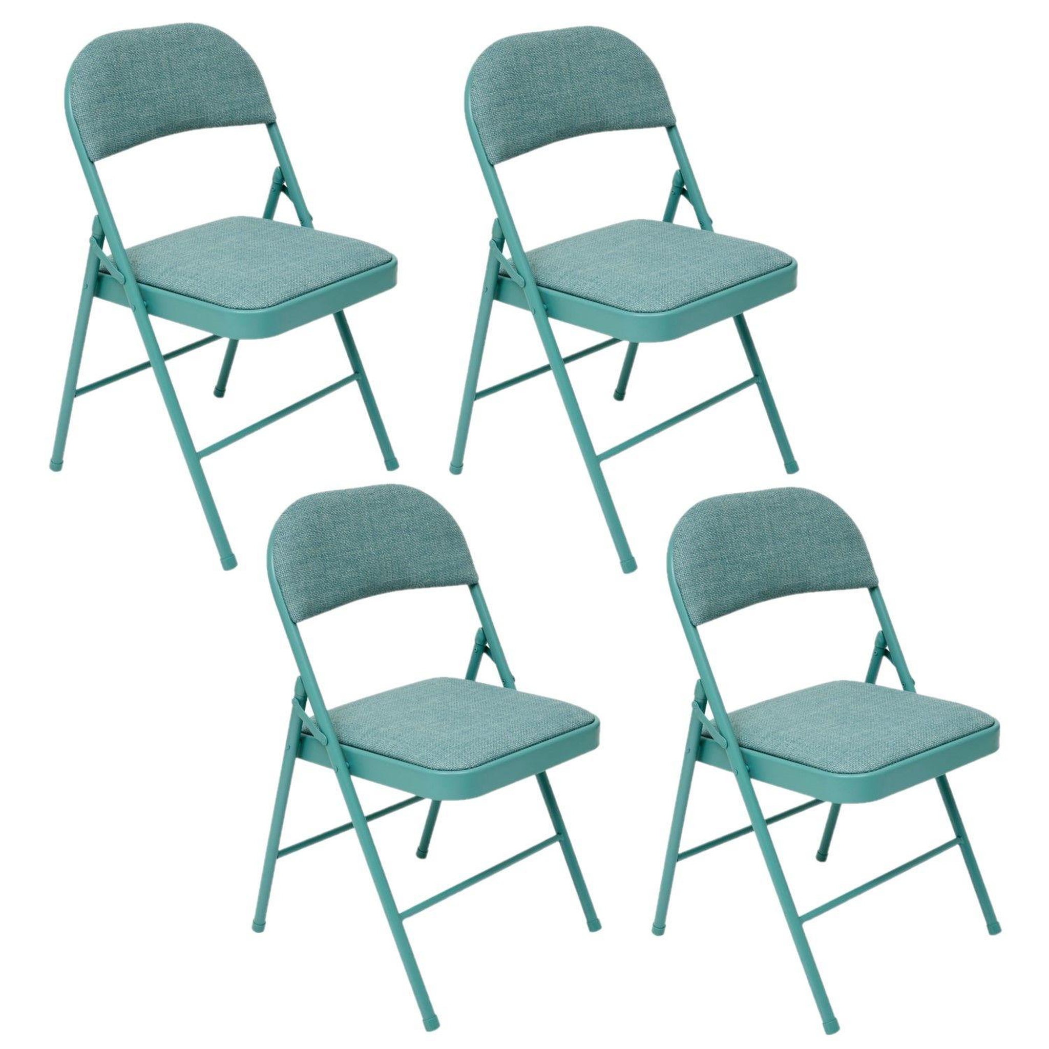Voir la diapositive 1 : FIVE Lot de 4 chaises pliantes en tissu chiné FLEXY