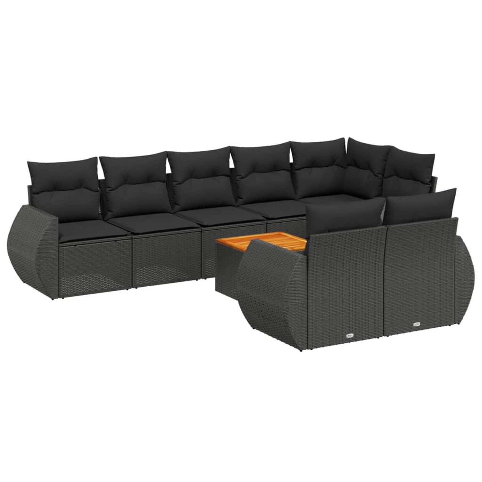 Voir la diapositive 2 : VIDAXL Salon de jardin 9 pcs avec coussins noir resine tressee