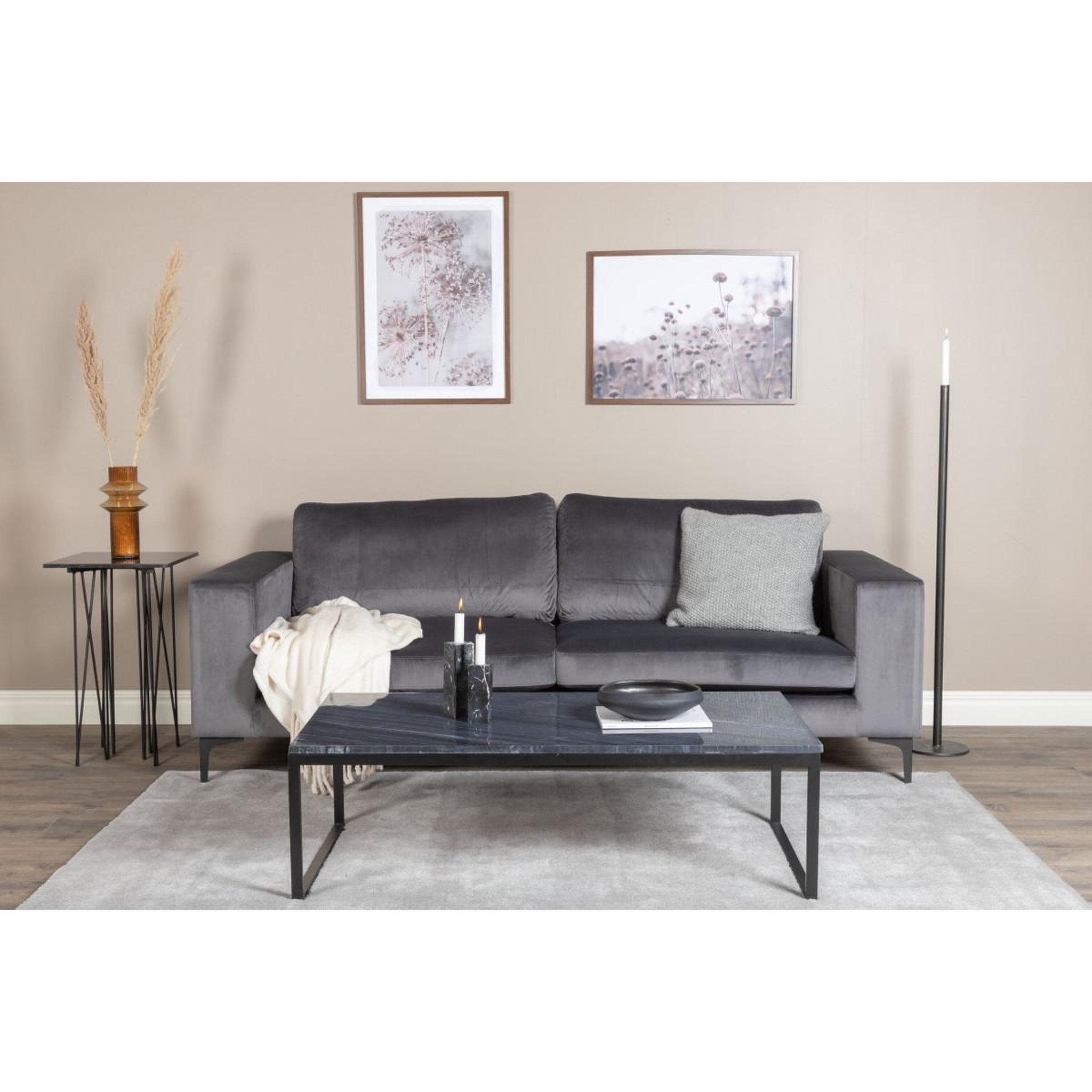 Voir la diapositive 5 : Paris Prix Canapé 3 places en velours  bolero  215cm gris