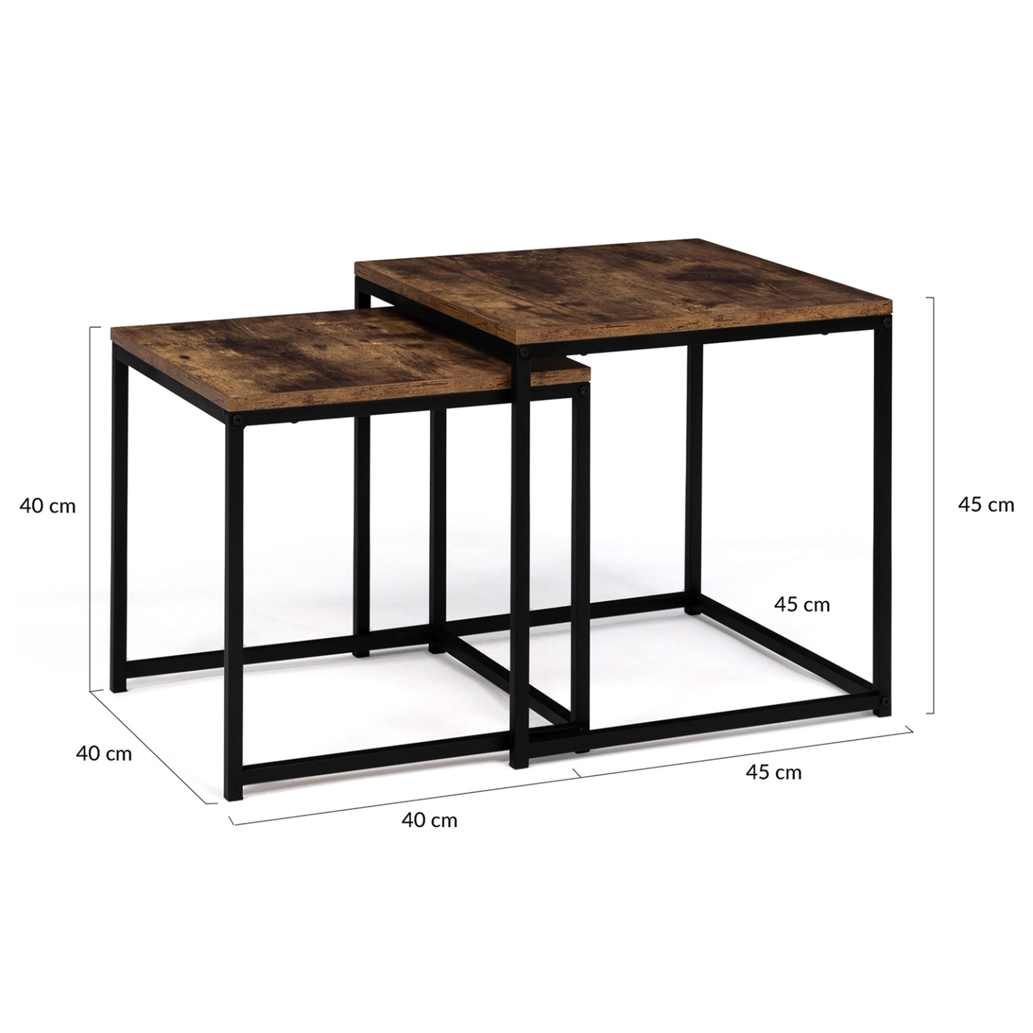 Voir la diapositive 4 : ID MARKET Lot de 2 tables basses gigognes dayton 40/45 effet vieilli design industriel