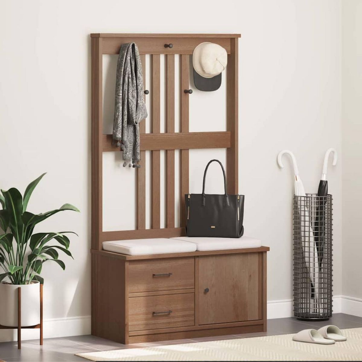 VIDAXL Portemanteau SANDENS 87x40x159,5 cm bois massif pin