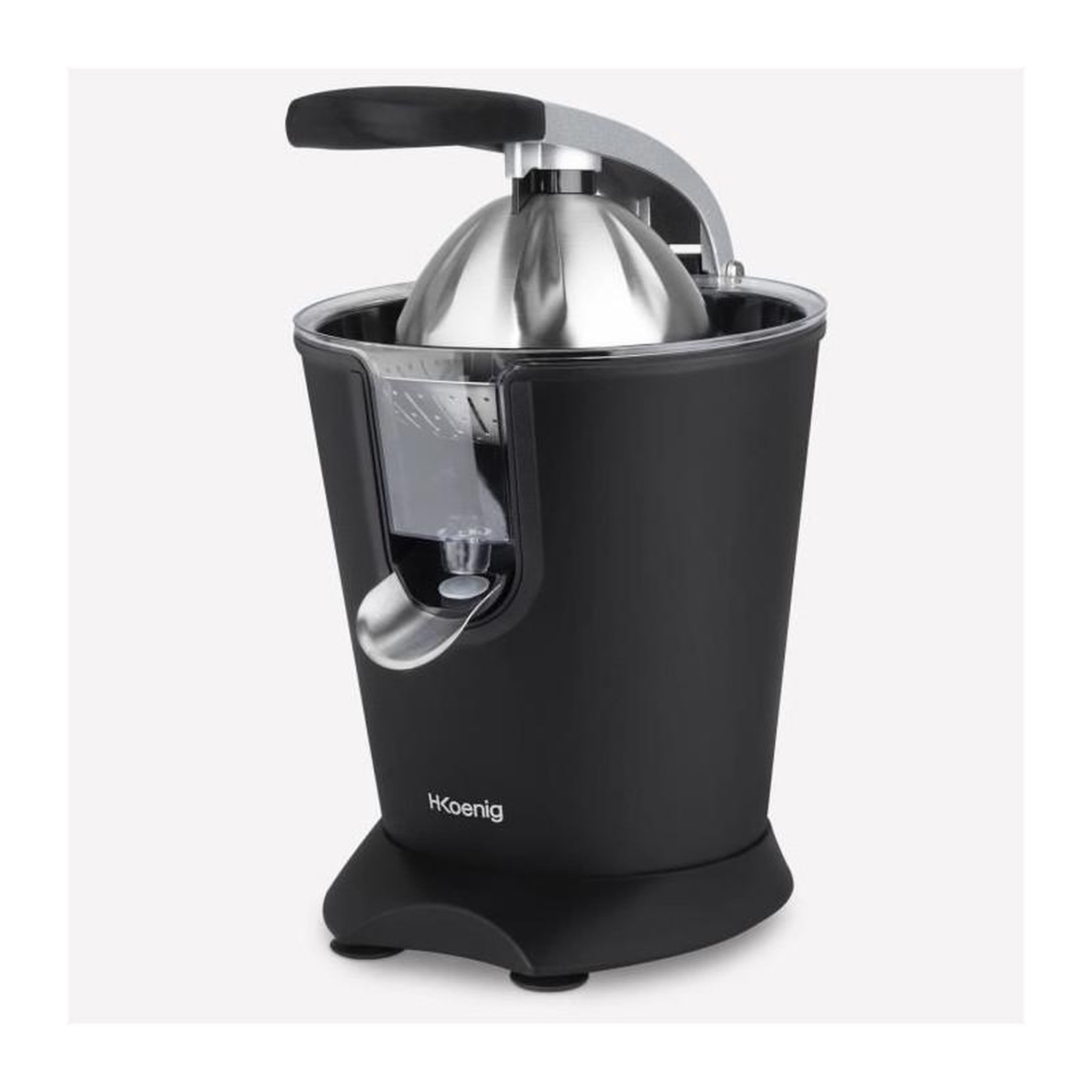Voir la diapositive 2 : HKOENIG Presse agrumes - HKoeNIG - AGR82 - Electrique - 160 W - Appareil silencieux - Noir mat et acier inoxydable