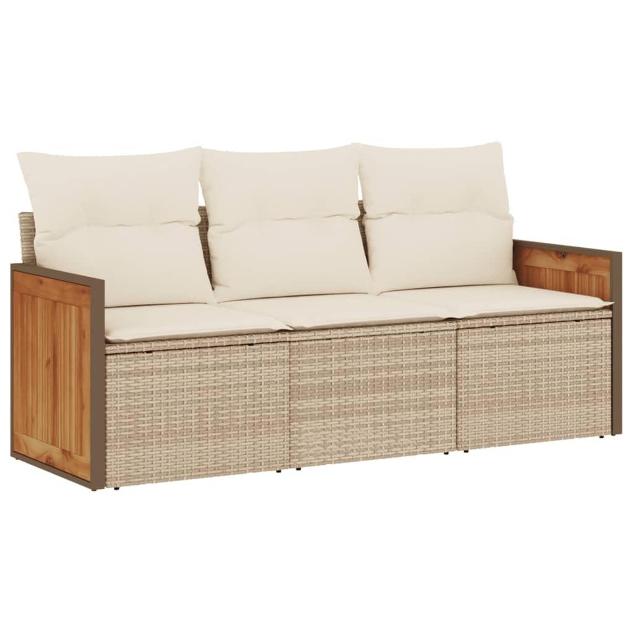 Voir la diapositive 2 : VIDAXL Salon de jardin avec coussins 3 pcs beige resine tressee