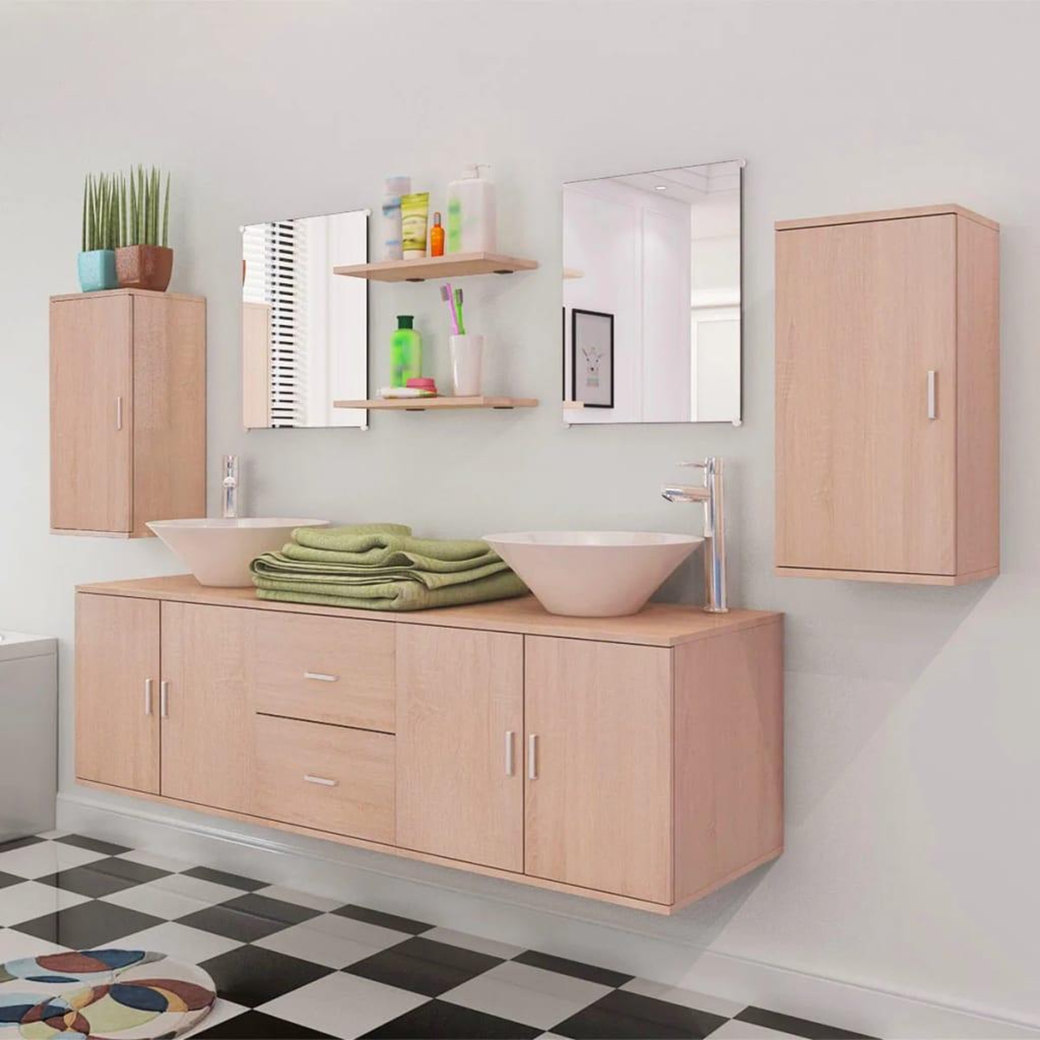 Voir la diapositive 4 : VIDAXL Mobilier de salle de bain avec lavabo 9 pcs Beige