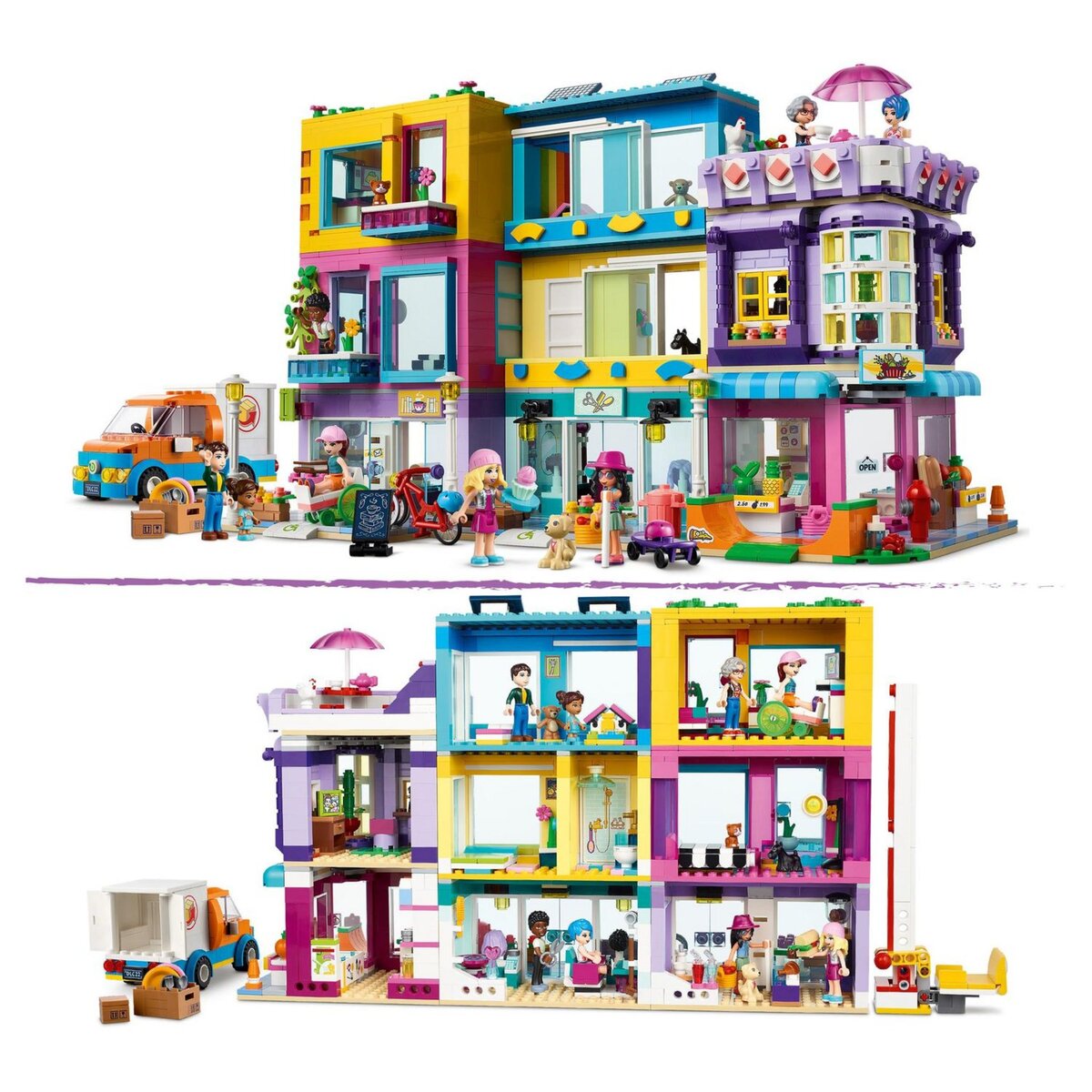 LEGO Friends 41704 - L&rsquo;Immeuble de La Grand-Rue, Maison de Poupée Heartlake City avec Café