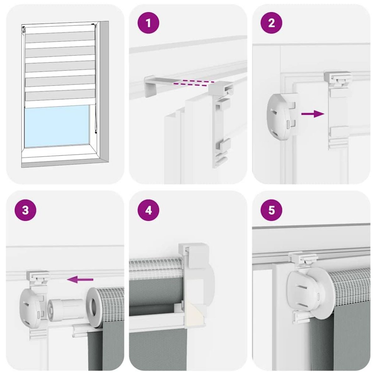 VIDAXL Store zebre gris clair largeur du tissu 35,9 cm polyester