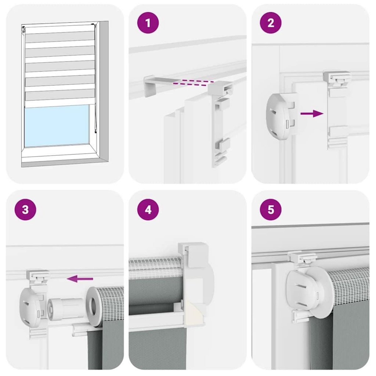 VIDAXL Store zebre gris clair largeur du tissu 35,9 cm polyester