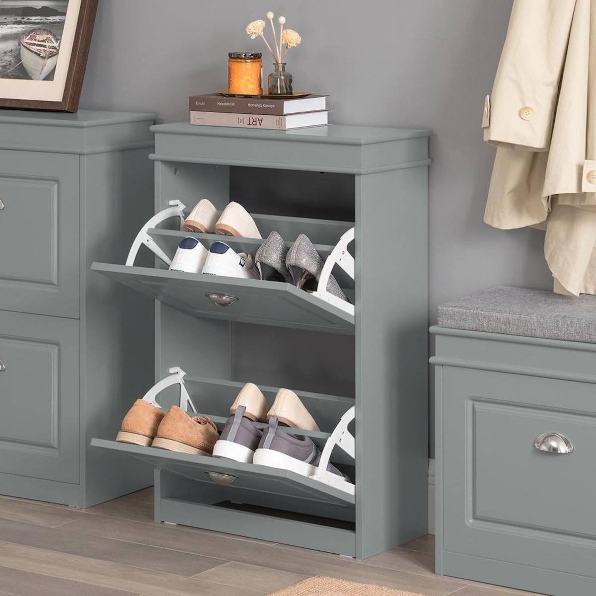 SOBUY SoBuy - Meuble À Chaussures à 2 tiroirs - Classique - FSR78