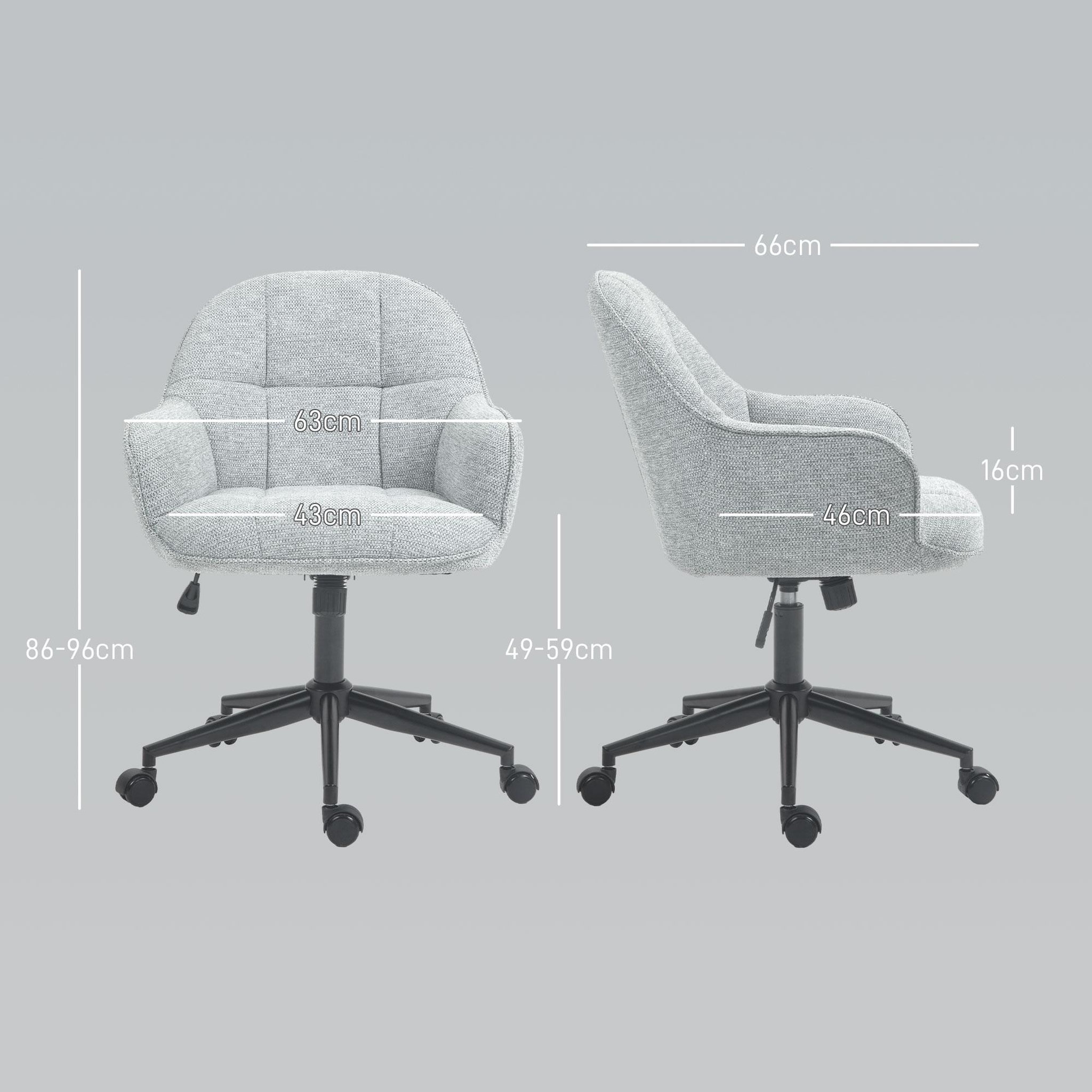 Voir la diapositive 3 : HOMCOM Chaise de bureau design Chesterfield dossier assise effet capitonnée hauteur réglable pivotante métal noir tissu gris