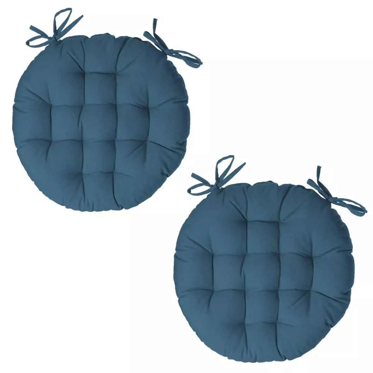 ATMOSPHERA Lot 2x Galette de chaise ronde Alix - Diam. 38 cm - Bleu