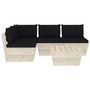 Voir la diapositive 3 : VIDAXL Salon de jardin palette 5 pcs avec coussins bois d'epicea