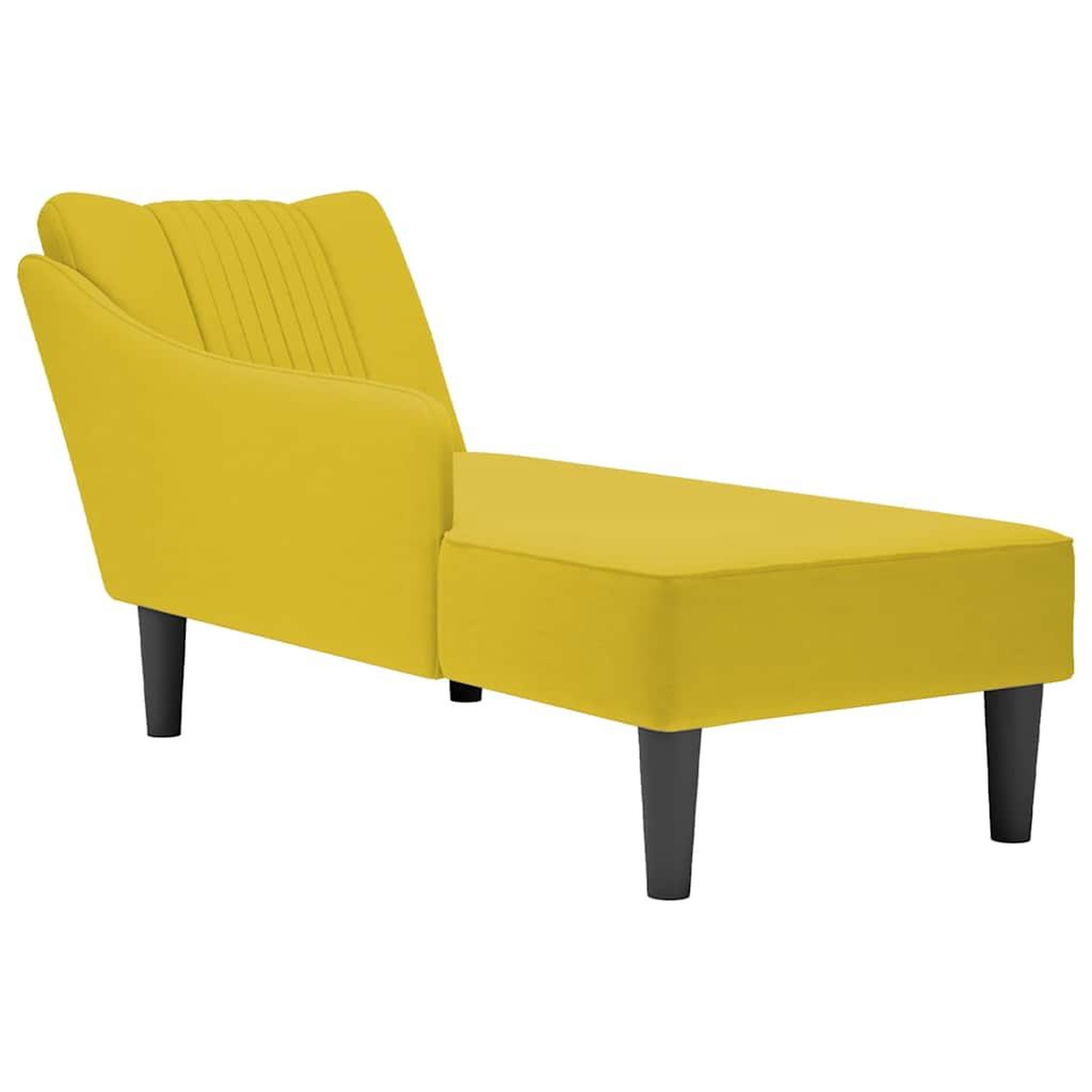 VIDAXL Fauteuil long avec accoudoir droit jaune velours