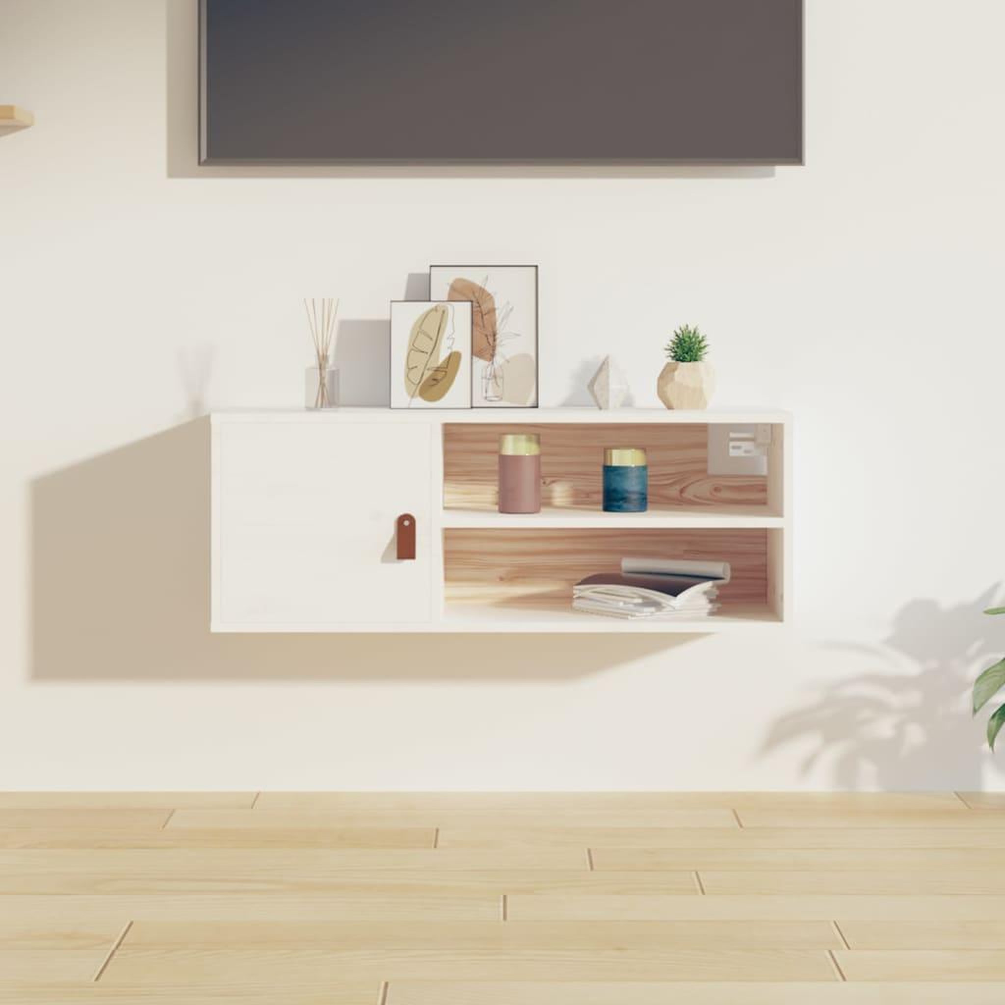 Voir la diapositive 1 : VIDAXL Armoire murale Blanc 80x30x30 cm Bois de pin massif