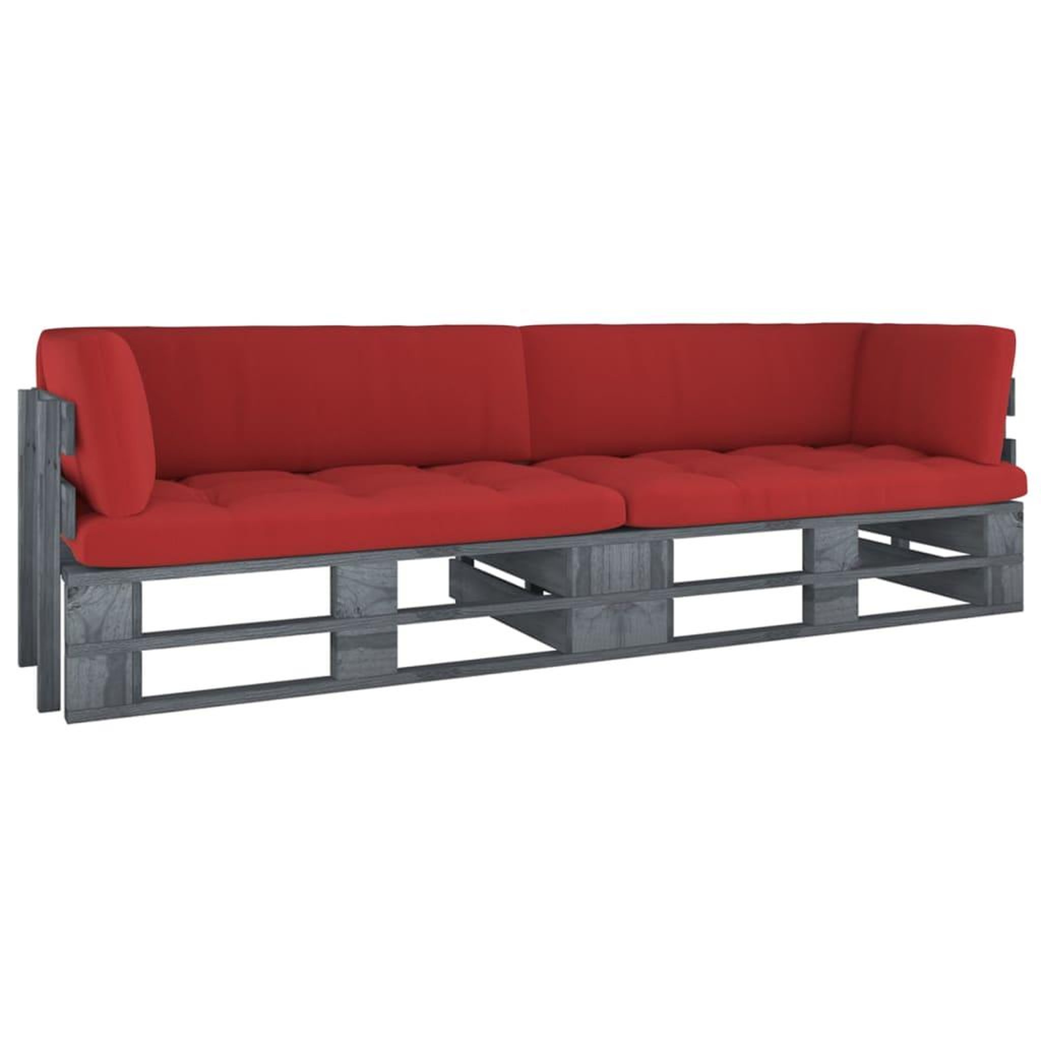 VIDAXL Canape palette 2 places avec coussins Pin impregne de gris