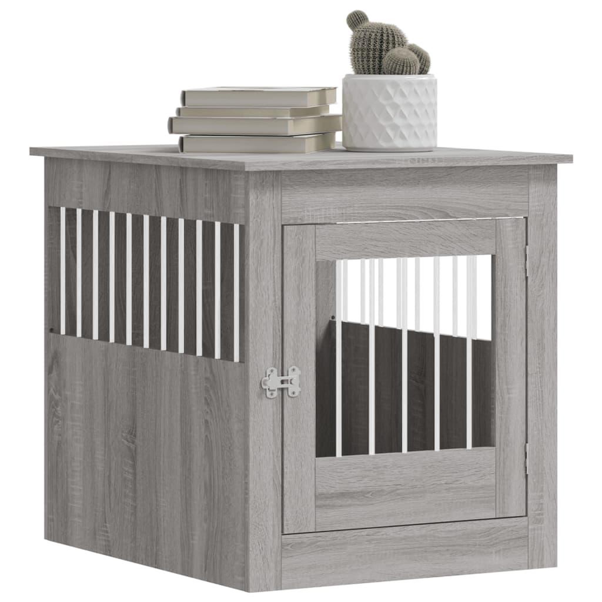 Voir la diapositive 4 : VIDAXL Meuble de cage pour chiens sonoma gris 64,5x80x71 cm