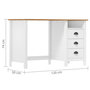 Voir la diapositive 6 : VIDAXL Bureau Hill avec 3 tiroirs 120x50x74 cm Pin solide