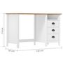 Voir la diapositive 6 : VIDAXL Bureau Hill avec 3 tiroirs 120x50x74 cm Pin solide