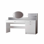 Habitat et Jardin Coiffeuse avec miroir rond en bois  Harmony Round  - 124 x 40 x 135 cm - Blanc