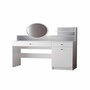 Voir la diapositive 1 : Habitat et Jardin Coiffeuse avec miroir rond en bois  Harmony Round  - 124 x 40 x 135 cm - Blanc