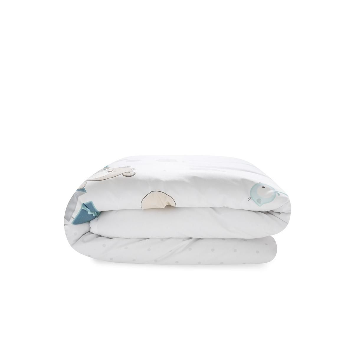 INTERBABY Parure de lit 2 Pcs. Cotton Musseline Jirafa Tren Bleu Foncé