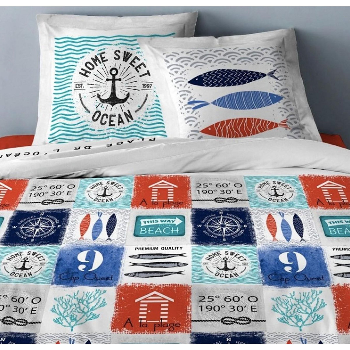 Home collection Parure housse de couette coton 57fils -ocean