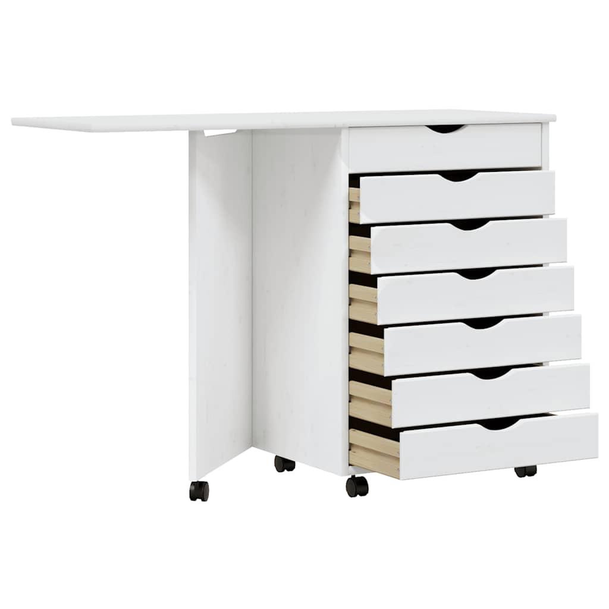 Voir la diapositive 4 : VIDAXL Armoire roulante avec bureau MOSS blanc bois de pin solide