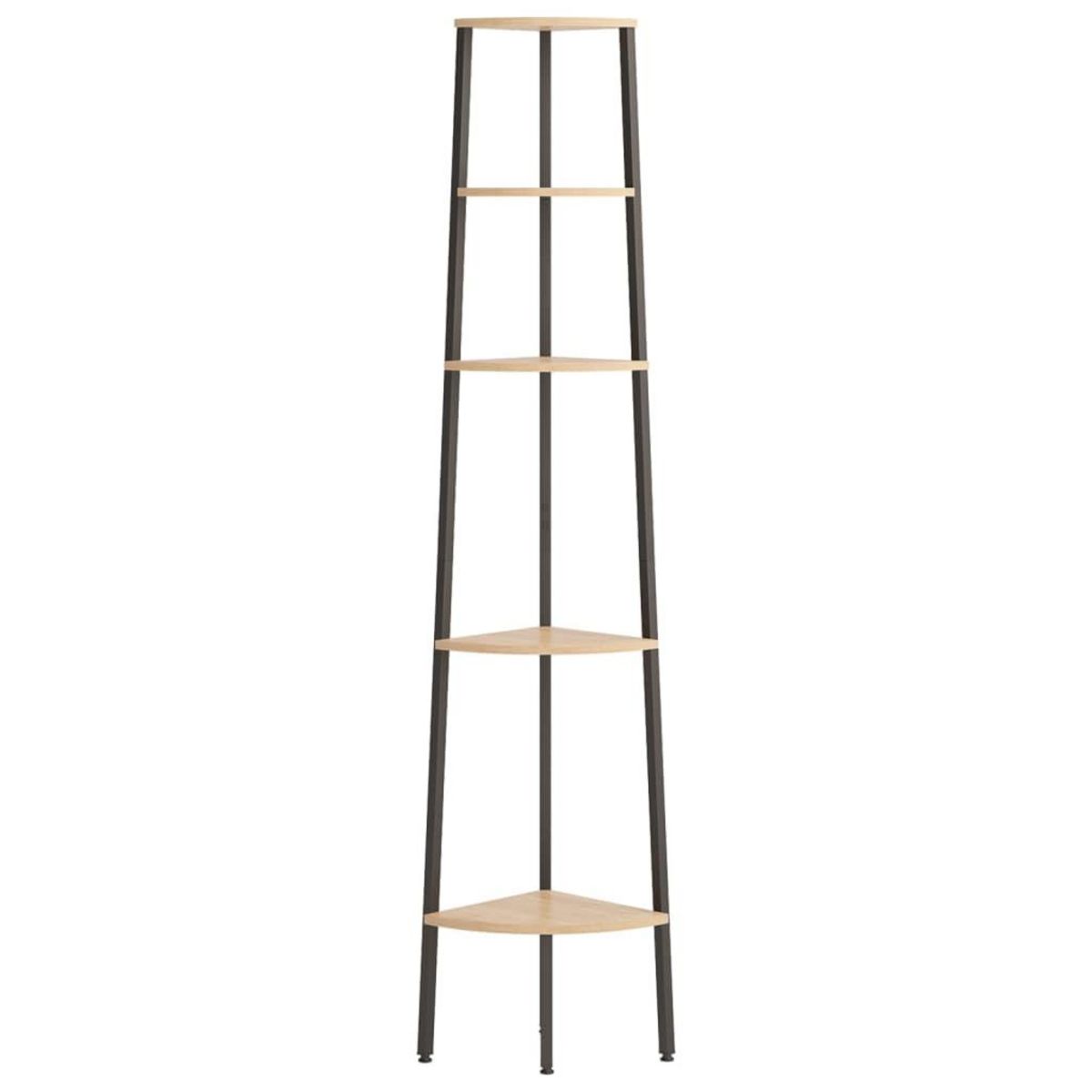 VIDAXL Etagere d'angle 5 niveaux Marron clair et noir 45,5x31,5x180 cm