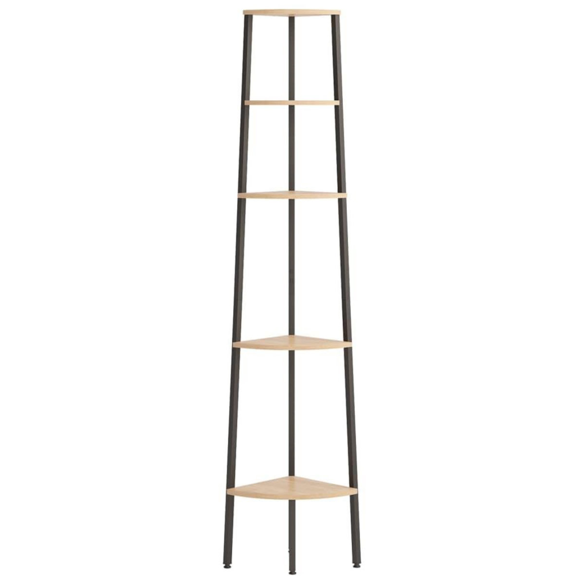 VIDAXL Etagere d'angle 5 niveaux Marron clair et noir 45,5x31,5x180 cm