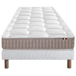 IDLITERIE Ensemble Matelas 100% latex 5 zones ORIGINEL + Sommier - Spécial Dos Sensible - Fabriqué en France. Coloris disponibles : Blanc, Gris, Bleu, Vert